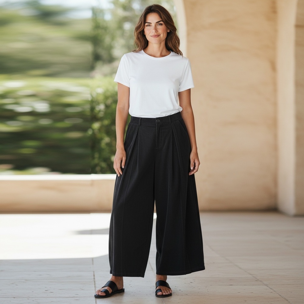 Halara, Barrel Leg Ribbed Trousers, Med Reg, NWOT